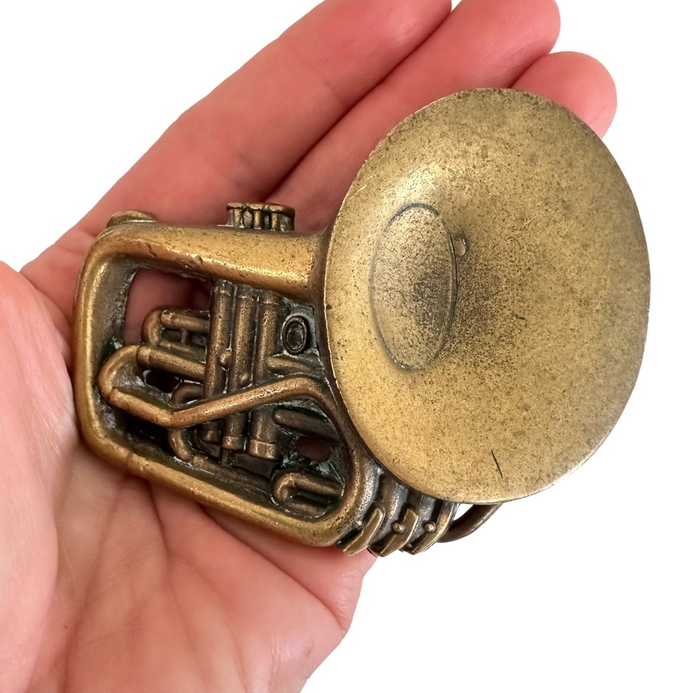 Vintage 1978 French Horn Brass Buckle
